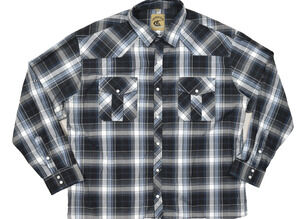 Coevals Club Mens XXL Western Pearl Snap Plaid Long Sleeve Work Shirt Black Blue